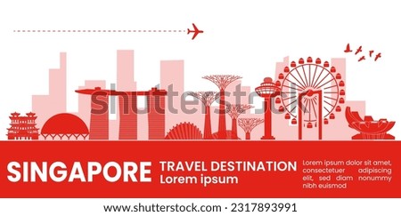 Singapore travel destination grand vector illustration.
