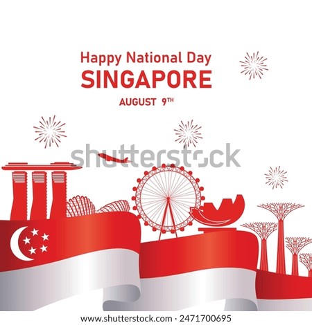 vector illustration August 9th Singapore's independence day. Singapore National Day. celebration republic, graphic for design element
