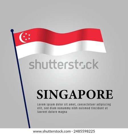 Waving Singapore Flag Illustration for National Day Celebrations and Official Events