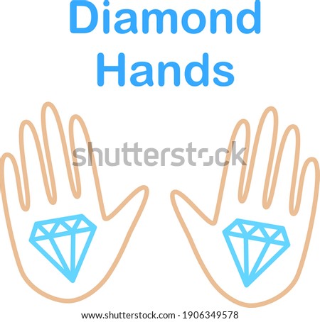 Diamond hands with text holding on to the shares with diamond hands instead of paper hands.