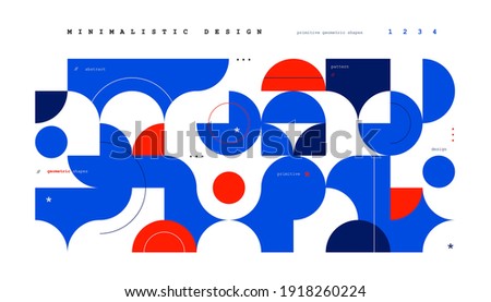 Abstract minimal background in vibrant colors. Bright doodle forms, contrast geometric elements. Vector art poster