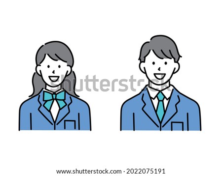 Illustrations of high school girls and high school students . junior high school, high school, graduation, study, entrance examination, teens, uniforms.