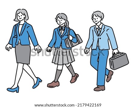 Commuting and commuting illustrations. Students, salaried workers, office workers.