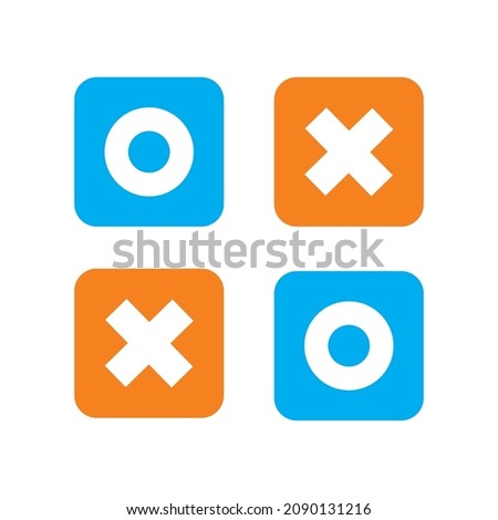 o and x rounded square shape icons, blue circle and orange cross on white background