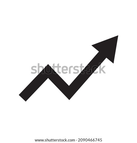 black zig-zag arrow growing pointing move up on chart graph icon