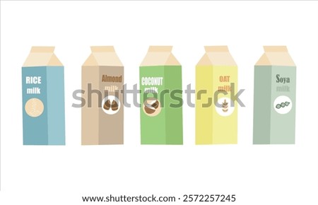 Similar – Image, Stock Photo Ingredients for almond, rice and oat milk