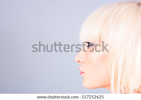 portrait of a blond woman. profile