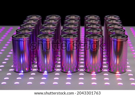 New modern high-capacity lithium-ion batteries. A prototype of new batteries on a laboratory table. Stok fotoğraf © 