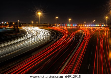 highway toll gate at night, in the south of France