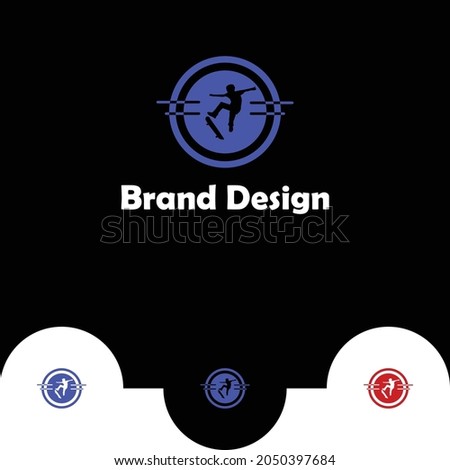 Sports logo design with skit board icon in a circle Stock fotó © 