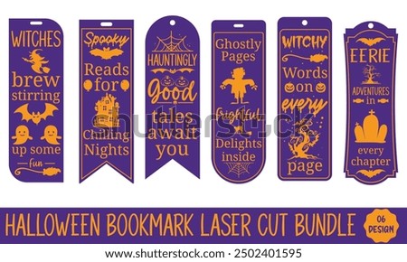 Halloween Bundle, Laser Bookmark Design, Perfect for Kids, Includes Spooky, Glowforge Files, and Scrap Buster. Ideal for Craft Projects and Halloween Themed Designs.