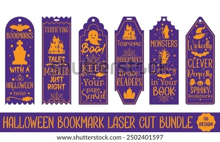 Laser Halloween Kids Bookmark Files, Creative Spooky SVGs for Glowforge! Perfect for Scrap Buster Projects, Halloween Crafts, and Unique Bookmark Design Ideas for Children.