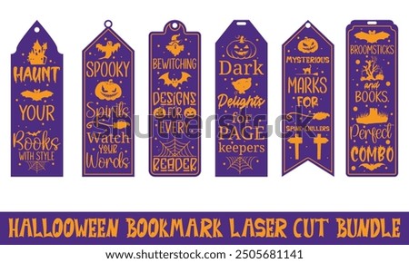 Halloween bookmark laser cut bundle, Creative Spooky Files for Glowforge, Ideal for Scrap Buster Projects, Halloween Crafts, and Unique Bookmark Ideas