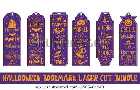 Halloween bookmark laser cut bundle, Spooky Kids Designs for Glowforge! Perfect for Scrap Buster Projects, Halloween Crafts, and Unique Bookmark Creations for Children