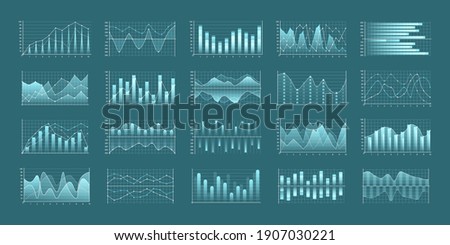 Set of business charts and diagram, infographic template flowchart. Business data market. Infographic icons including clustered column, stacked, bar, line, marked, area.