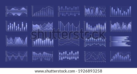 Set of business charts and diagram, infographic template flowchart. Business data market. Infographic icons including clustered column, stacked, bar, line, marked, area.