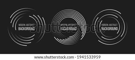 Set of speed lines in circle form. Radial speed Lines in Circle Form for comic books. Technology round Logo. Black thick halftone dotted speed lines.