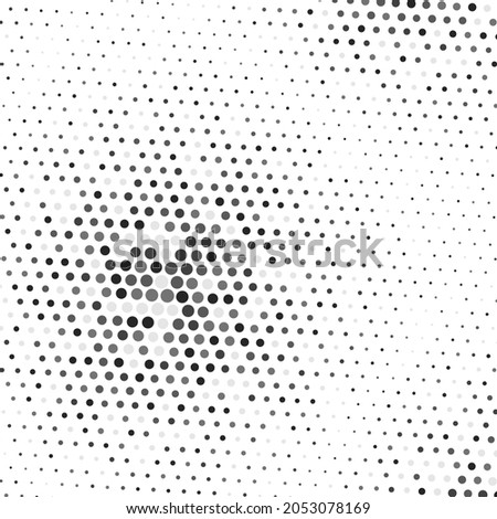 Abstract geometric halftone background. Futuristic grunge, pattern, dot. Background with black pentagon in different sizes and shades.