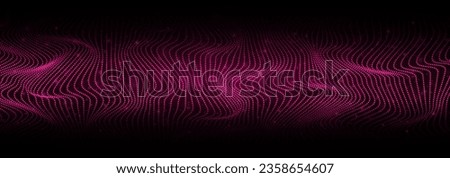 Sparkling particles of wave. Magic background. 3d abstract sci-fi user interface concept with gradient dots and lines.