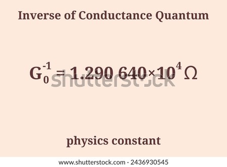 Inverse of Conductance Quantum. Physics constant. Education. Science. Vector illustration.