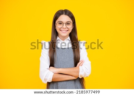 Similar – Image, Stock Photo Portrait of a 13 year old girl looking pensive and thoughtful