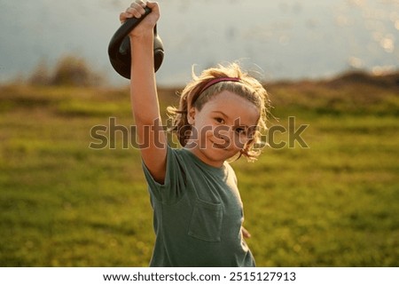 Similar – Image, Stock Photo Sportsman training on backyard and watching tutorial on laptop