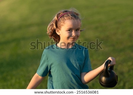 Similar – Image, Stock Photo Sportsman training on backyard and watching tutorial on laptop