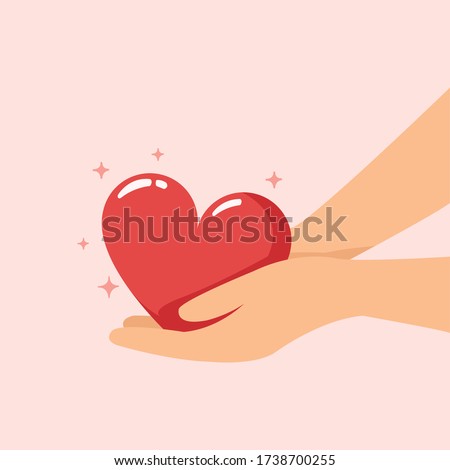 Take care love, hand holding heart for protect concept.
