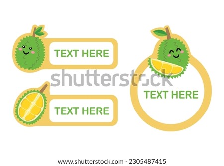 Cartoon durian happy time and smiling concept, Cute durian banner, Stickers durian vector.