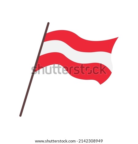 Waving flag of Austria country. Isolated austrian flag on white background. Vector flat illustration.