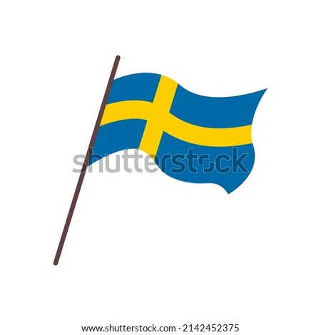 Waving flag of Sweden country. Isolated swedish blue flag with yellow cross on white background. Vector flat illustration. ストックフォト © 