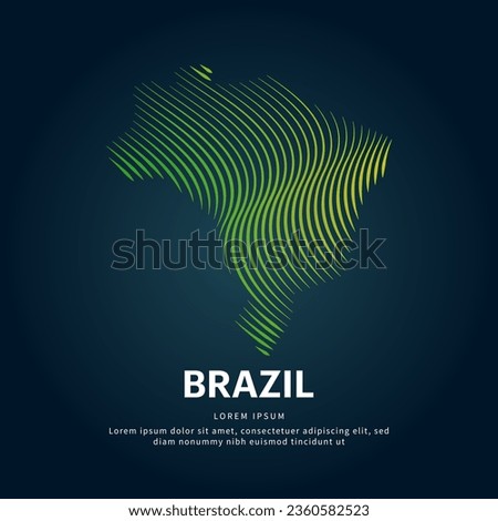 simple logo map of brazil Illustration in a linear style. Abstract line art brazil map  Logotype concept icon. Vector logo Brazil map color silhouette on a dark background. EPS 10