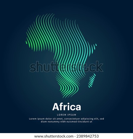 simple logo map of Africa Illustration in a linear style. Abstract line art Africa map Logotype concept icon. Vector logo Africa color silhouette on a dark background. EPS 10