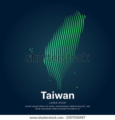 simple logo map of Taiwan Illustration in a linear style. Abstract line art Taiwan map Logotype concept icon. Vector logo Taiwanese map color silhouette on a dark background. EPS 10