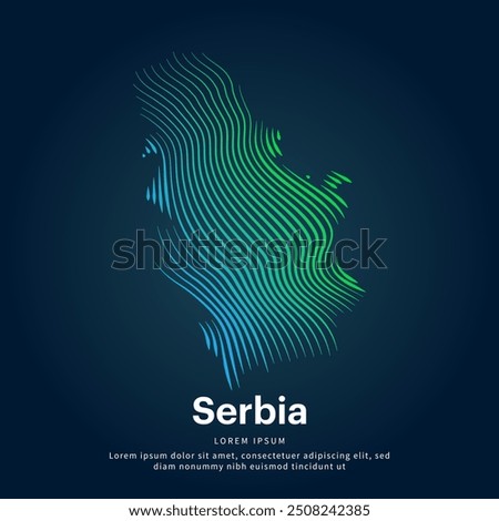 simple logo map of Serbia Illustration in a linear style. Abstract line art Serbia map Logotype concept icon. Vector logo Serbia map color silhouette on a dark background. EPS 10