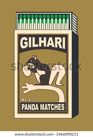 Marmot, Flying Squirrel, Tree Squirrel, Striped Squirrel illustration in Matchbox art and matches vector. Vintage and antique matchbox packaging design illustration. retro style packaging. old style