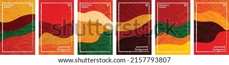 Juneteenth theme color tone, hues crushed paper vertical background template frame. Black lives matter. Set of 6 color collections. User interface backdrop texture, pattern. Online app visual concept. Stock foto © 