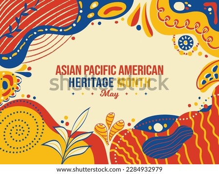 Asian American and Pacific Islander Heritage Month Memphis concept Background. May Awareness Celebration. Horizontal banner vector illustration. Website header, social media post, promotion graphic	