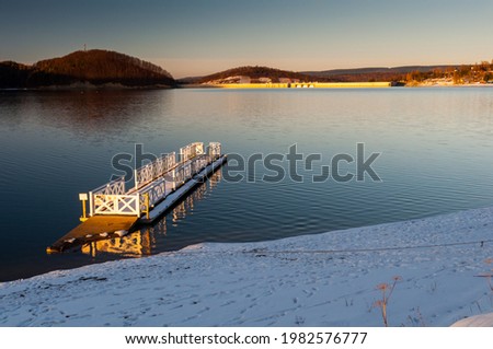 Solińskie Lake seen from the Cypel peninsula in Polańczyk. View of the dam. Polanczyk, Solina, Bieszczady Mountains. Zdjęcia stock © 