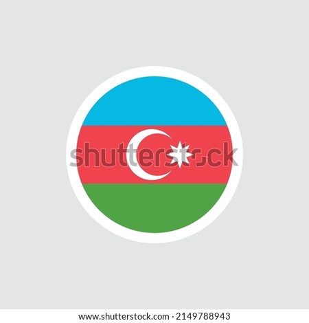 Flag of Azerbaijan. Horizontal tricolor: blue, green, red. Crescent and eight-pointed star. State symbol of the Azerbaijan Republic.