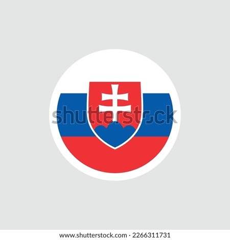 Flag of Slovakia. Slovak tricolor flag with coat of arms (shield with a cross on the mountain). State symbol of the Slovak Republic.