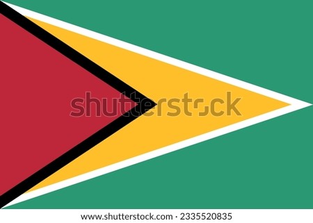 Flag of Guyana. Guyanese green flag with two triangles. State symbol of the Cooperative Republic of Guyana.