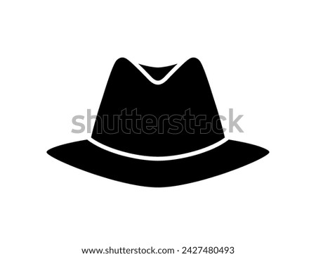 Felt hat (Fedora) icon. Men's headdress. Detective or mafia symbol.