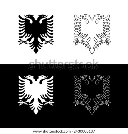 Eagle illustration. Albanian coat of arms, double-headed eagle. State symbol of the Republic of Albania.