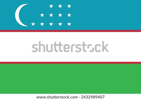 Flag of Uzbekistan. Uzbek flag with crescent and stars. State symbol of the Republic of Uzbekistan.