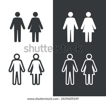 Toilet (restroom) icon. Designation of men's and women's toilets. Pictogram of a man and a woman. Silhouette of a person indicating a restroom.