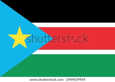 Flag of South Sudan. South Sudanese flag with star. State symbol of the Republic of South Sudan.