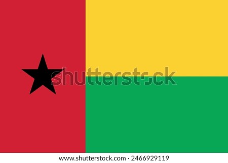 Flag of Guinea-Bissau. Guinean red-yellow-green flag with star. State symbol of the Republic of Guinea-Bissau.