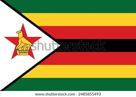 Flag of Zimbabwe. Striped flag with a star. State symbol of the Republic of Zimbabwe.