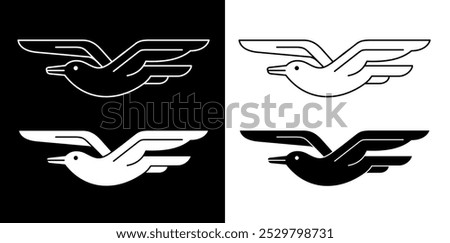 Stylized illustration of a bird. Icon of a soaring bird, seagull, albatross or frigate. Symbol of Kiribati and freedom.